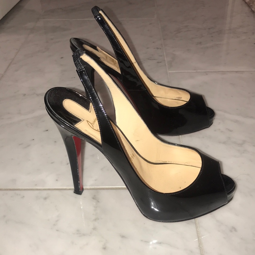 Black Peep-Toe Louboutin Heels